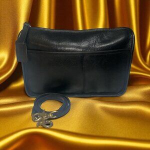 VTG Coach Companion Bag 9300 Dark Navy Leather Brass 80s NYC Purse Blavy + Tag